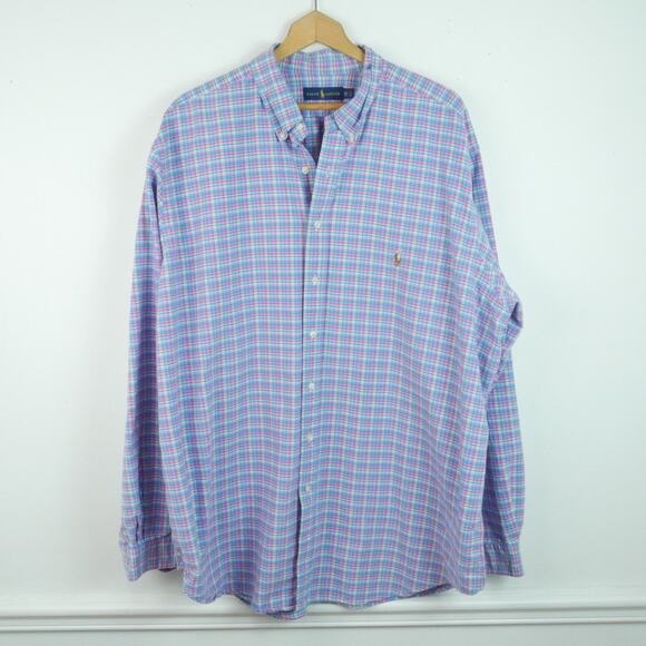 Ralph Lauren Other - Ralph Lauren 2XLT Button Down Shirt Flesh Pony Long Sleeve Pastel Plaid Preppy